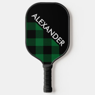 DYI Colours, Black Buffalo Plaid Grn BG Black CB S Pickleball Paddle