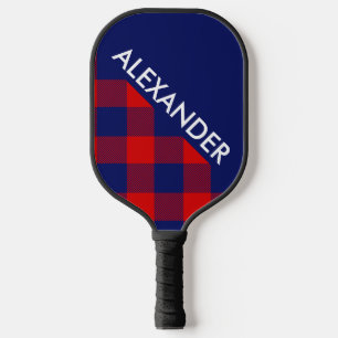 DYI Colours, Blue Buffalo Plaid Red BG Blue CB S Pickleball Paddle