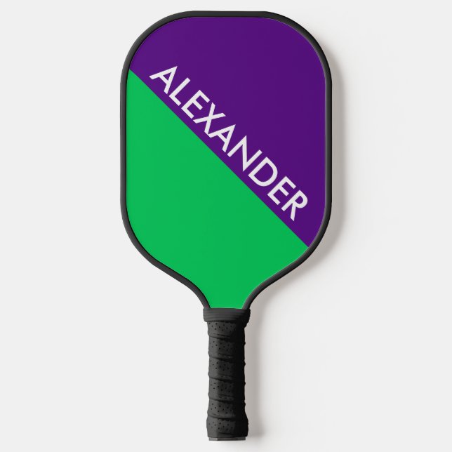 DYI Colours, Emerald Green BG Purple Colour Block  Pickleball Paddle (Front)