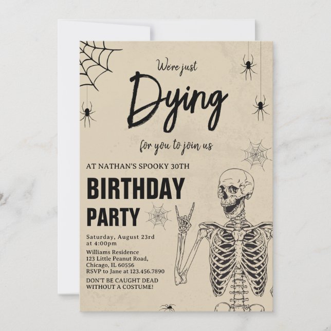 Dying For You To Join Us Halloween Birthday Invitation (Front)