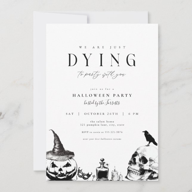 Dying to Party Adult Halloween Party Invitation (Front)