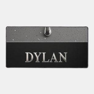 Dylan Chrome Nameplate With Liquid Metal Drips Desk Mat