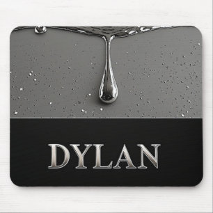 Dylan Chrome Nameplate With Liquid Metal Drips Mouse Pad