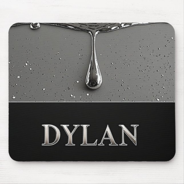 Dylan Chrome Nameplate With Liquid Metal Drips Mouse Pad (Front)