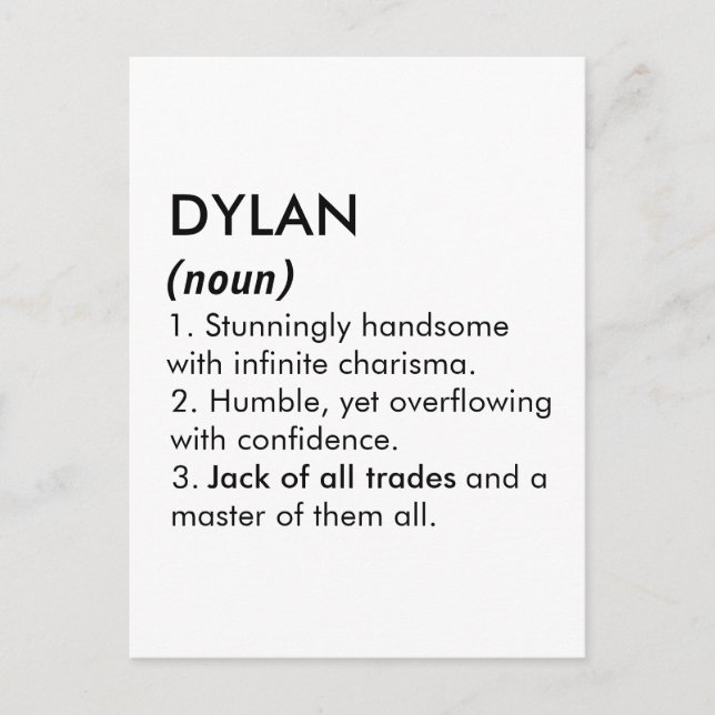 Dylan name, Editable name, Custom name Postcard (Front)