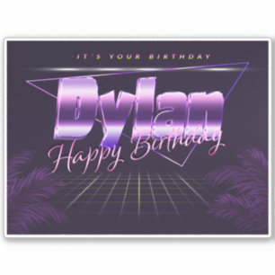 Dylan Name Vorname lila retro Sticker Geburtstag