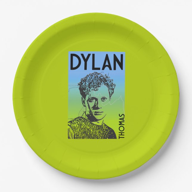 Dylan Thomas Welsh Poet Paper Plate (Front)