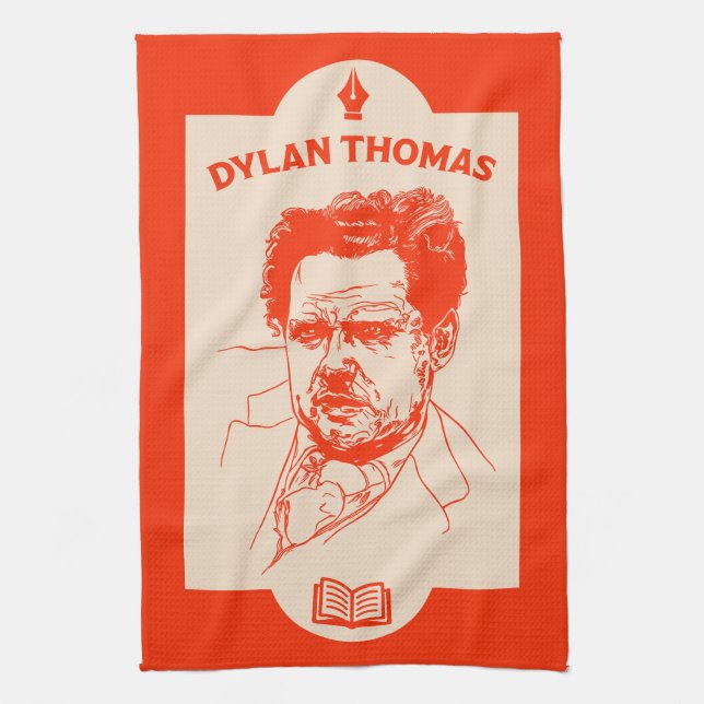 Dylan Thomas Welsh Poet Tea Towel (Vertical)