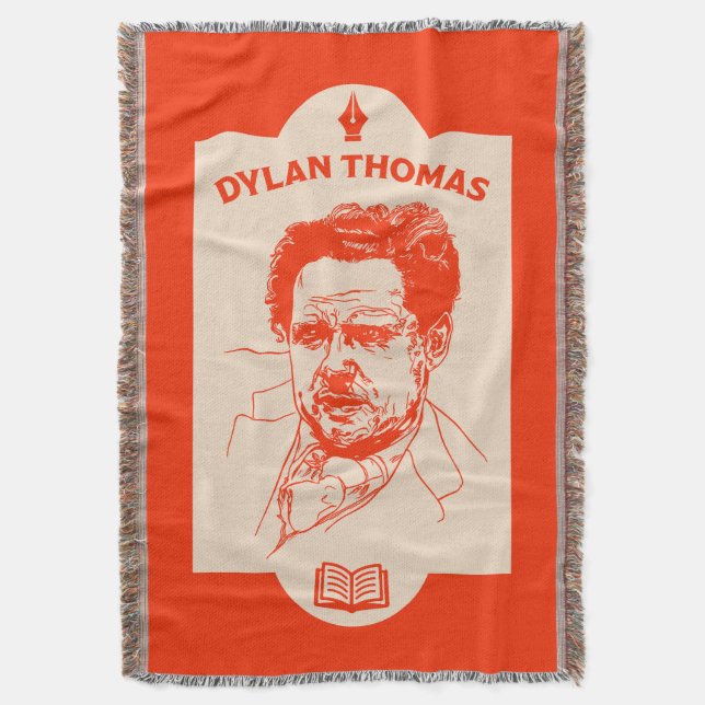 Dylan Thomas Welsh Poet Throw Blanket (Front Vertical)