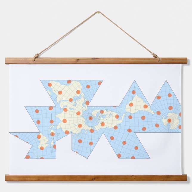 Dymaxion projection with Tissot's indicatrix  Hanging Tapestry (Front)