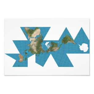 Dymaxion world map or Fuller world map projection Photo Print