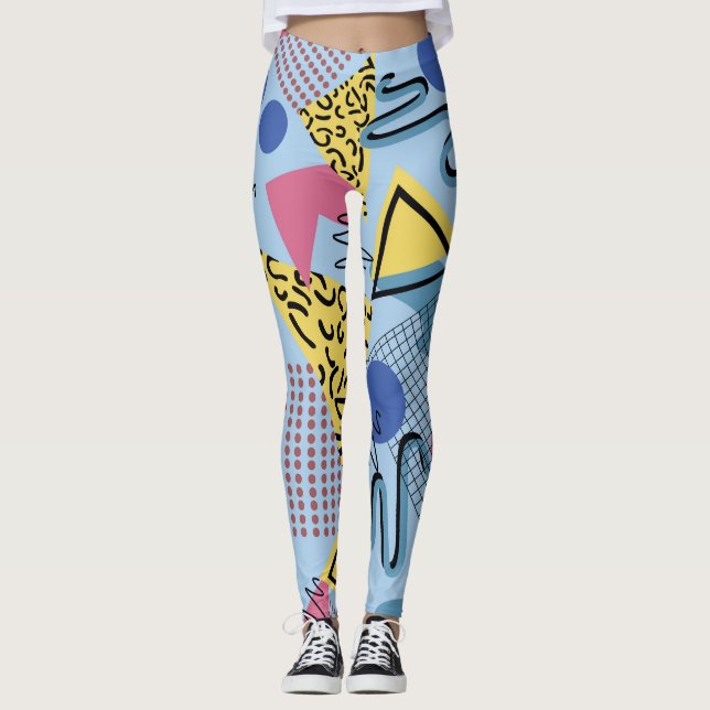 Dynamic 80s Memphis Aesthetic Leggings (Front)