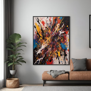 Dynamic Abstract Action Expressionist Vibrant Art Poster