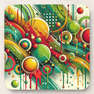 Dynamic Abstract Artwork with Colourful Circles Coaster