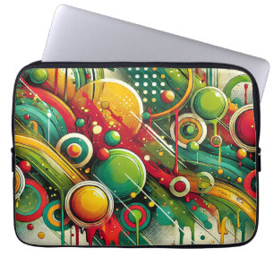 Dynamic Abstract Artwork with Colourful Circles Laptop Sleeve