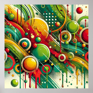 Dynamic Abstract Artwork with Colourful Circles Poster