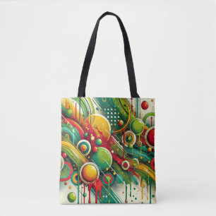 Dynamic Abstract Artwork with Colourful Circles Tote Bag