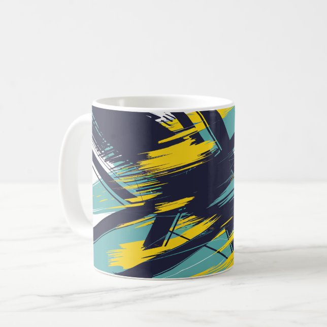 Dynamic Abstract Brush Strokes Coffee Mug (Front Left)
