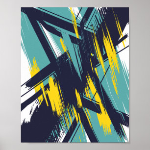 Dynamic Abstract Brush Strokes Poster