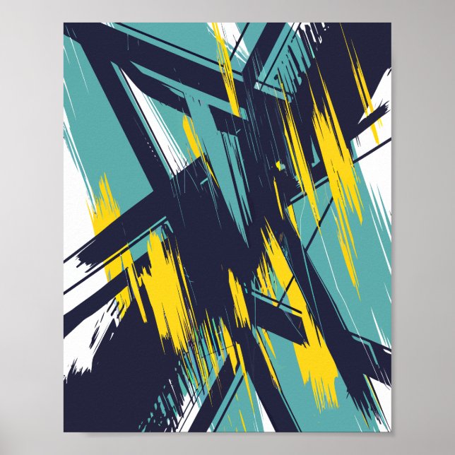 Dynamic Abstract Brush Strokes Poster (Front)