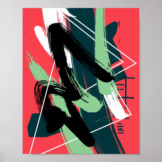 Dynamic Abstract Brushstroke Composition Poster (Front)
