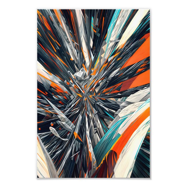 Dynamic Abstract Burst – Geometric Explosion Art Photo Print (Front)