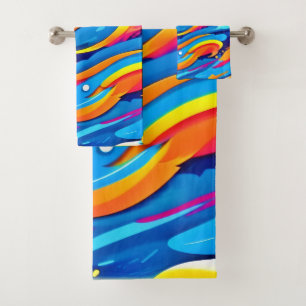 Dynamic Abstract Colourful Expression Bath Towel Set