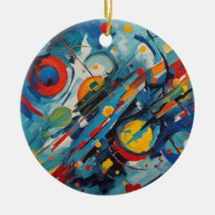Dynamic Abstract Composition Celestial Collision Ceramic Ornament