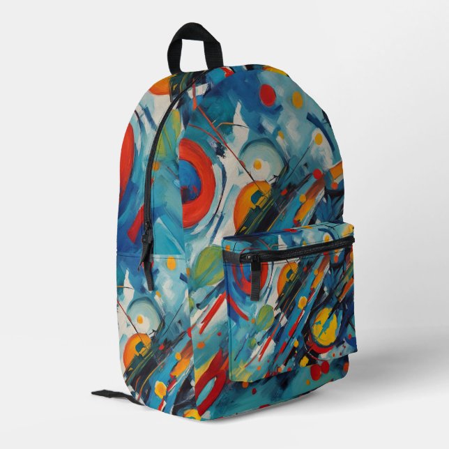 Dynamic Abstract Composition Celestial Collision Printed Backpack (Back Corner Left)