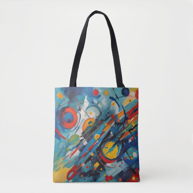Dynamic Abstract Composition Celestial Collision Tote Bag (Front)