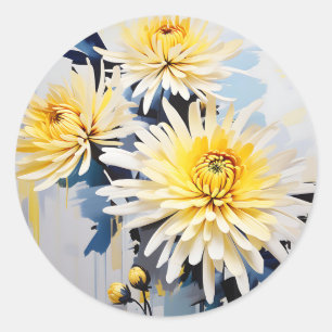 Dynamic Abstract Floral Chrysanthemum Classic Round Sticker