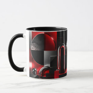Dynamic Abstract Geometric Art Red And Black Gift Mug