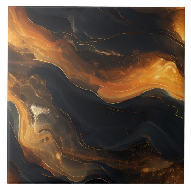 Dynamic Abstract Lava Flow Ceramic Tile (Front)