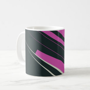Dynamic Abstract Lines in Fuchsia and Black Coffee Mug