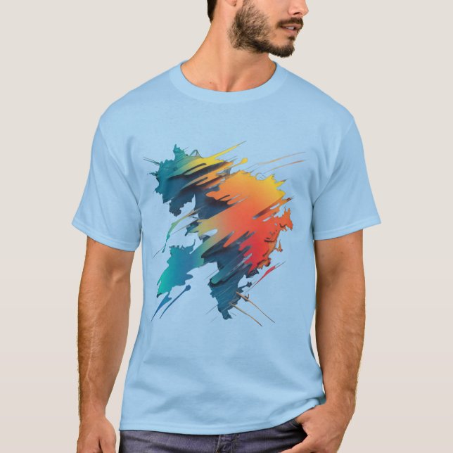 Dynamic Abstract Map: Bold Colours & Modern Design T-Shirt (Front)