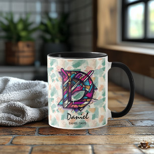 Dynamic Abstract Monogram Mug - D for Daniel