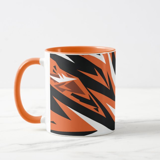 Dynamic Abstract Orange & Black Geometric Pattern Mug (Left)