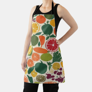 Dynamic abstract patterns culinary ingredients apron