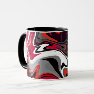 Dynamic Abstract Swirl of Red, Black, white & Grey Mug