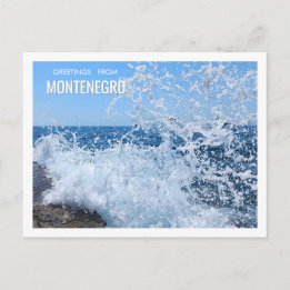 Dynamic Adriatic Sea Splash in Petrovac Montenegro Postcard