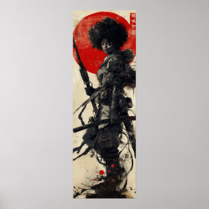 Dynamic Afro African Woman Full Body Action Poster