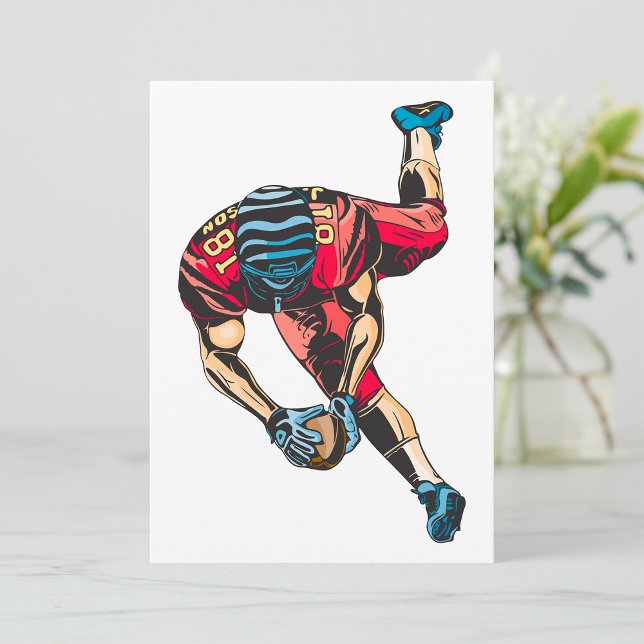 Dynamic American Football Player Touchdown  Invitation (Creator Uploaded)