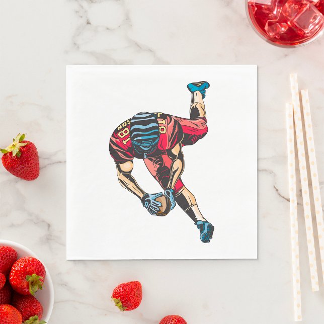 Dynamic American Football Player Touchdown  Napkin (Creator Uploaded)