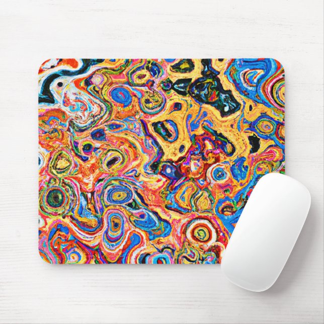 Dynamic and Vibrant Abstract Pattern Mouse Pad (With Mouse)