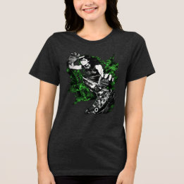 Dynamic Anime Martial Artist Black Ink Art Tri-Blend Shirt