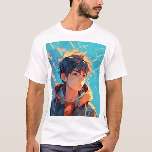 Dynamic Anime Power: Young Man T-Shirt (Front)
