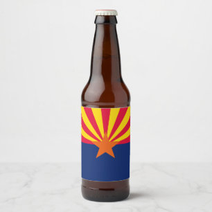 Dynamic Arizona State Flag Graphic on a Beer Bottle Label
