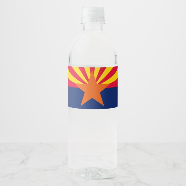 Dynamic Arizona State Flag Graphic on a Water Bottle Label (Front)