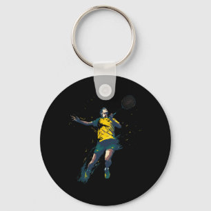 Dynamic Badminton Player Sports Design  Key Ring