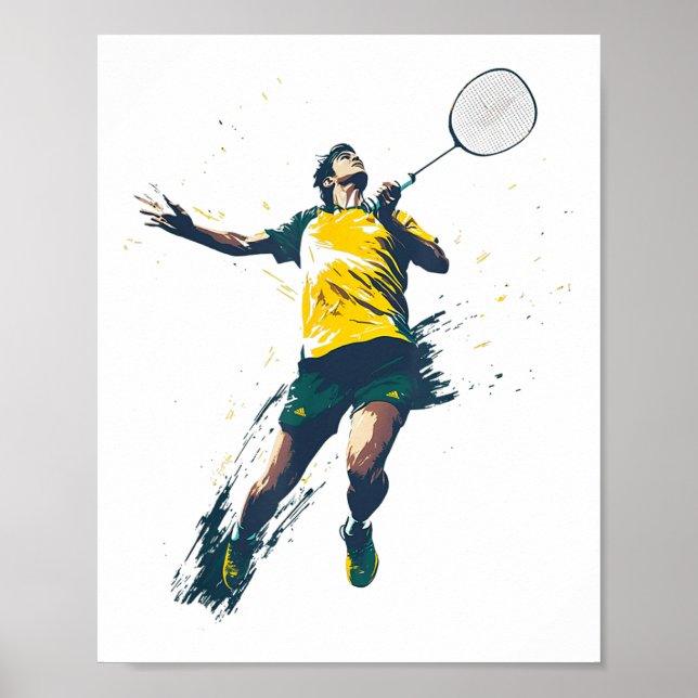 Dynamic Badminton Player Sports Design  Poster (Front)